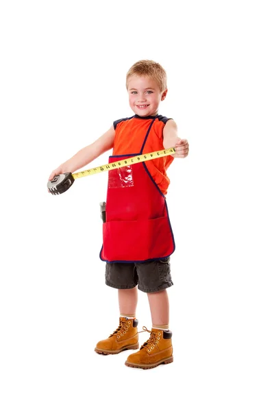 Chlapec s měřicí páska — Stock fotografie