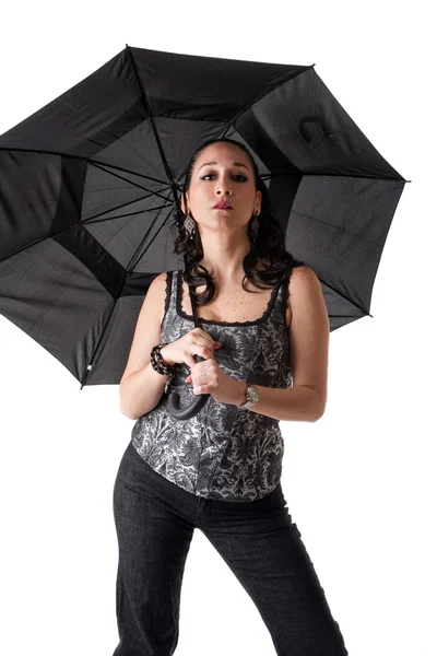 stock image Beautiful woman with umbrella