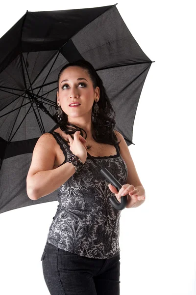 Beautiful woman with umbrella — Stock Photo, Image