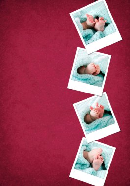 Funny happy baby feet polaroids clipart