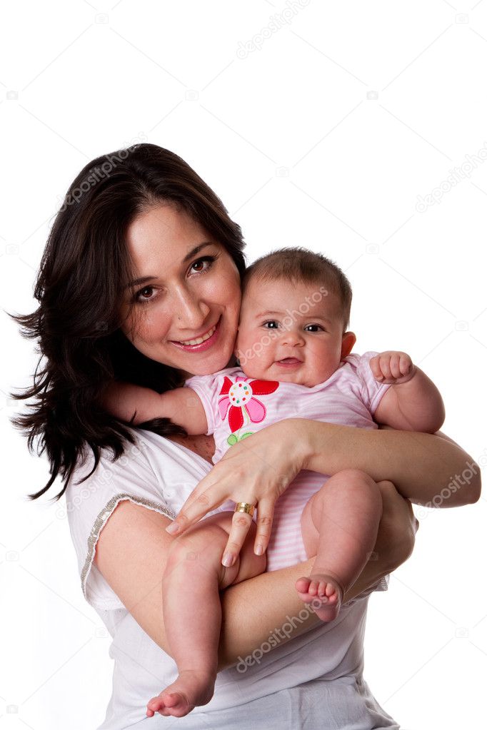 Happy mother and baby daughter