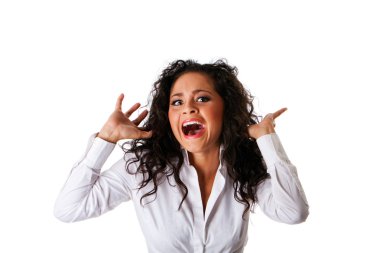 Afraid scared business woman clipart
