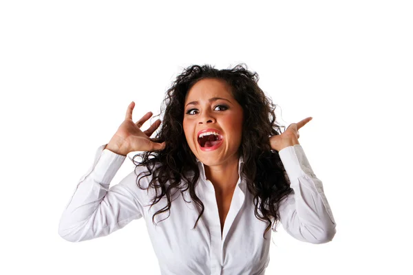 Afraid scared business woman — Stock Photo, Image