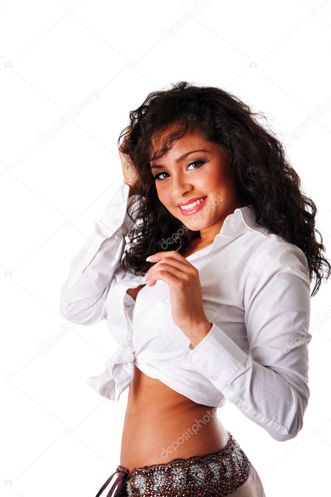 Happy cute young Latina woman