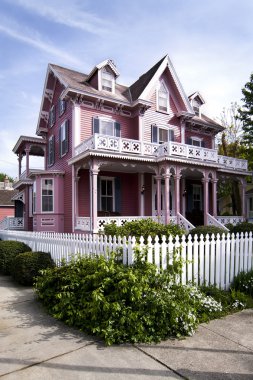 Pink Victorian house clipart