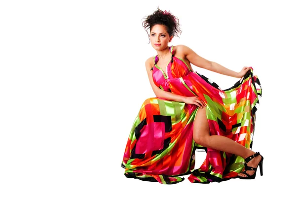 Moda kobieta kolorowy strój — Zdjęcie stockowe