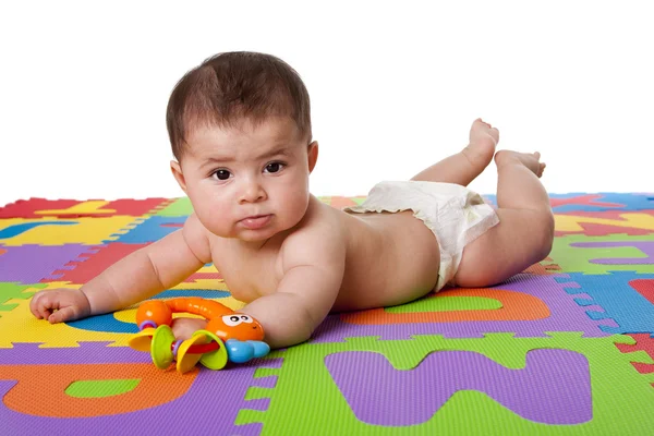 Cute baby laying on belly — Stock Photo, Image