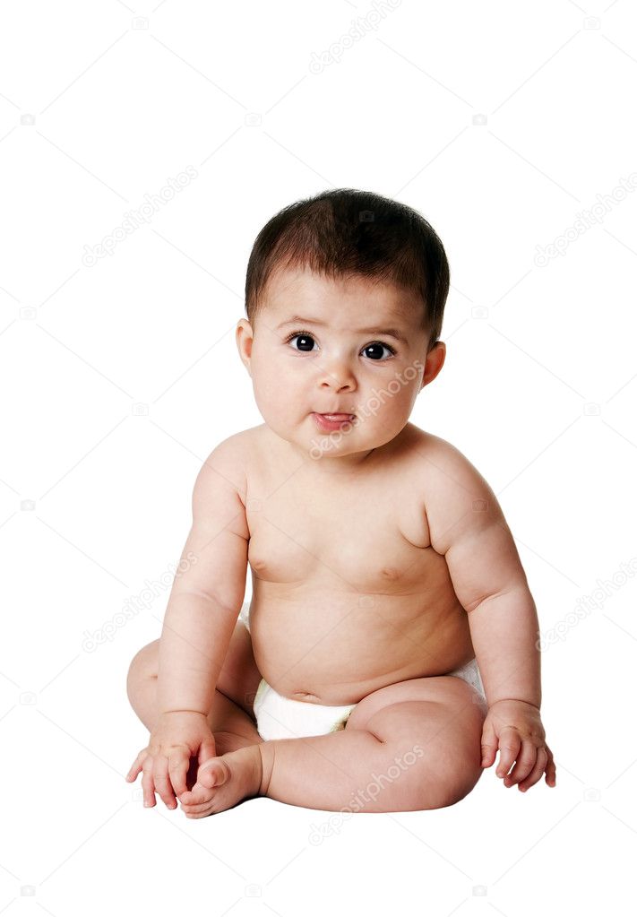 Cute happy baby infant sitting