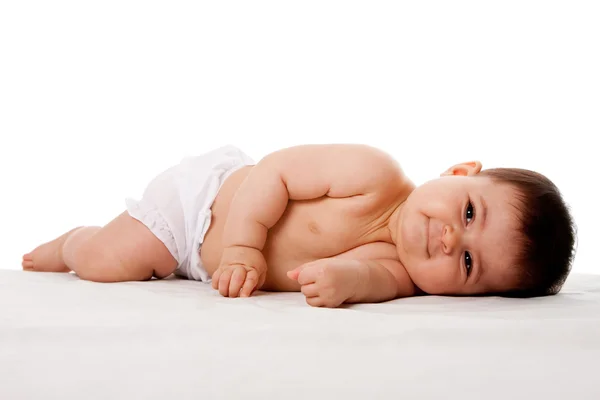 Bayi yang damai berbaring di samping — Stok Foto