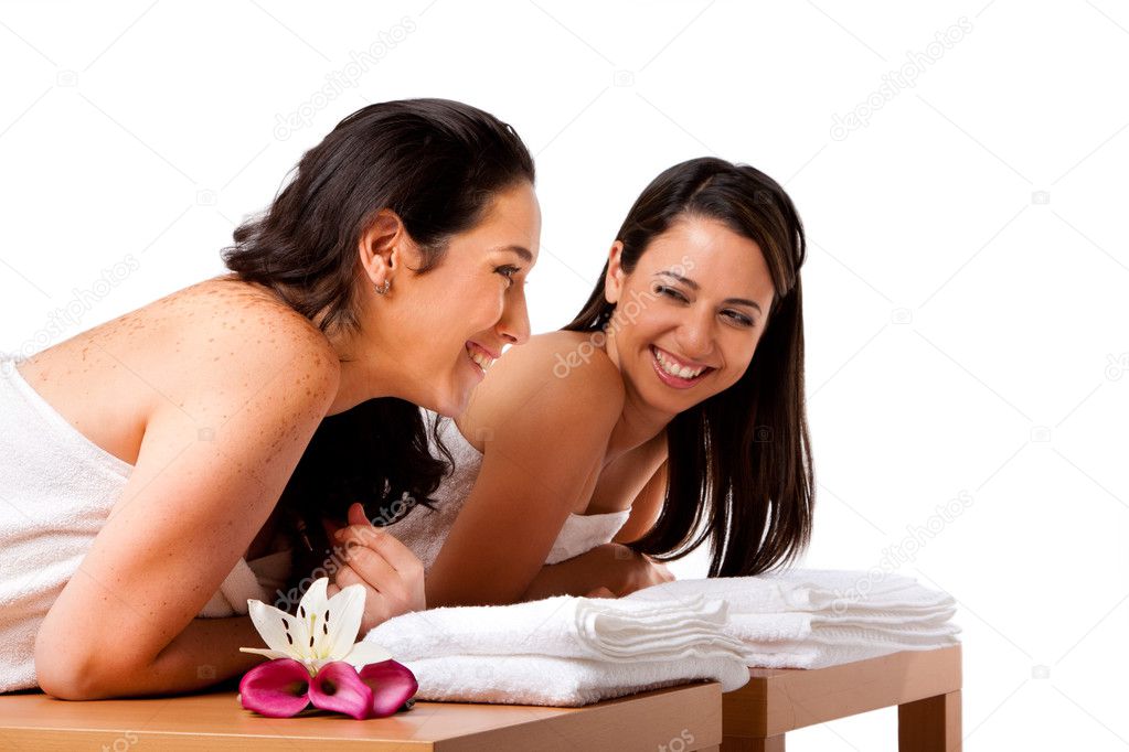 Women having fun at spa