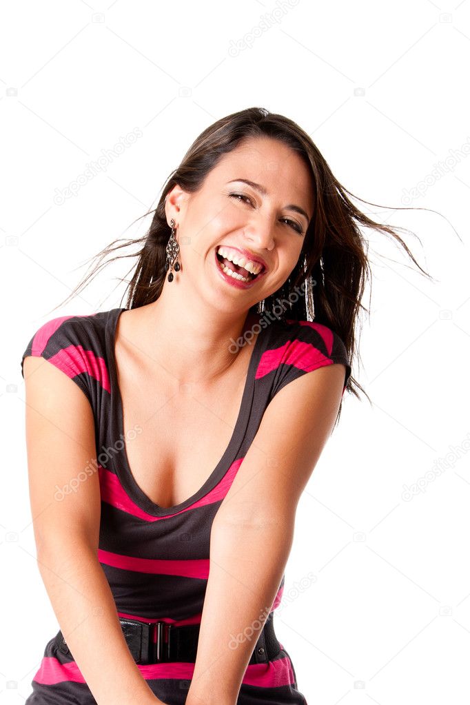 Happy laughing young woman