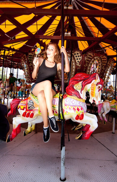 Girl having fun in amusement park