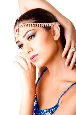 Middle Eastern Makeup Beauty Face with hands clipart