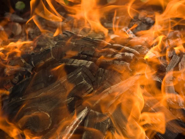 Legno in fiamme. Incendio . — Foto Stock