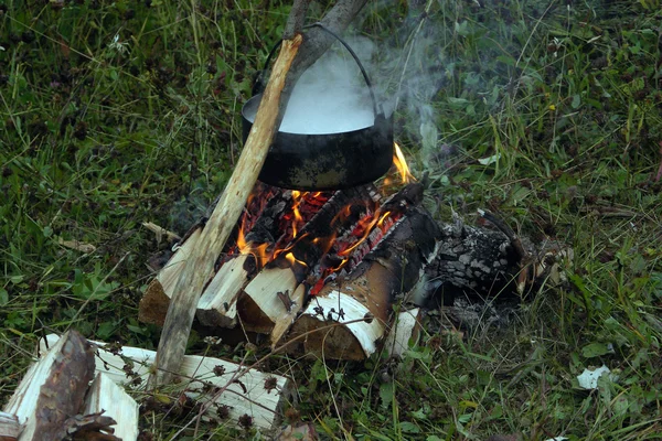Gătitul focului de tabără — Fotografie, imagine de stoc