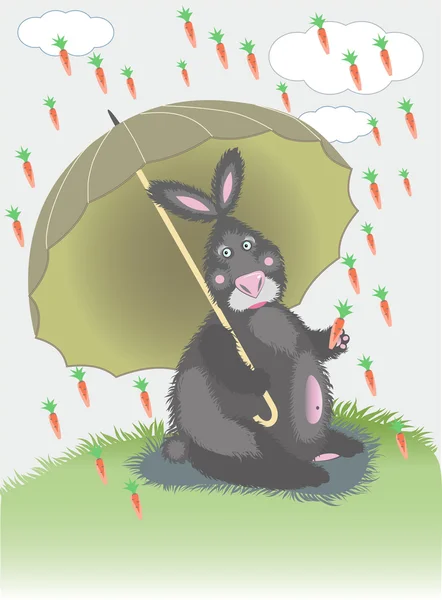 大、 灰、 雨天野兔 — 图库矢量图片