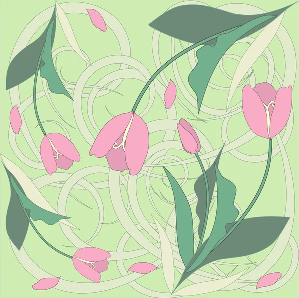 Fleurs printanières, tulipes . — Image vectorielle