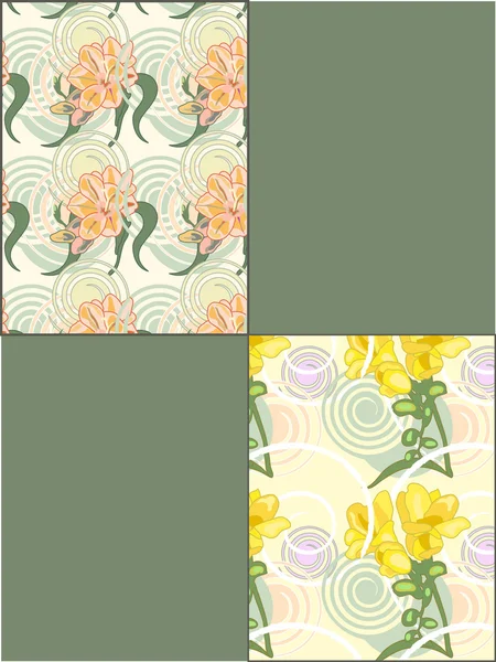Spring floral seamless backgrounds set — Stock Vector