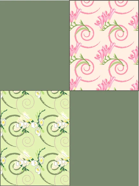 Spring floral seamless backgrounds set — Stock Vector