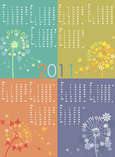 Dandelion_calendar_seasons — Stock Vector