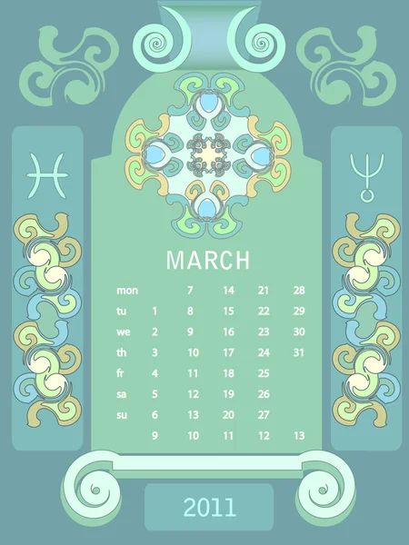 Календарь окон, март — стоковый вектор