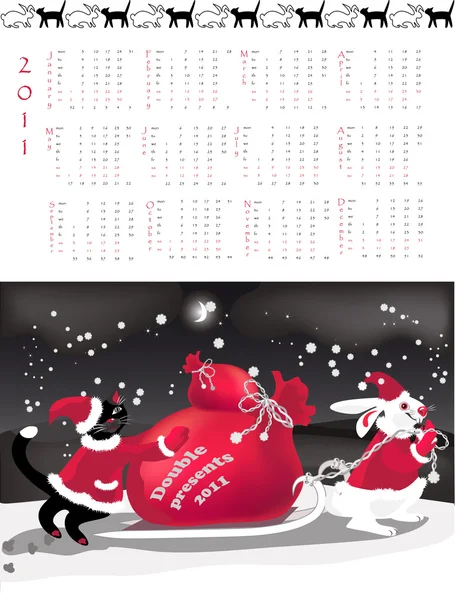 Calendario bifacciale 2011 — Vettoriale Stock