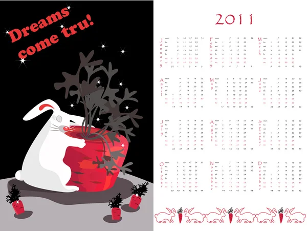 Double-sided calendar 2011 — Stock Vector
