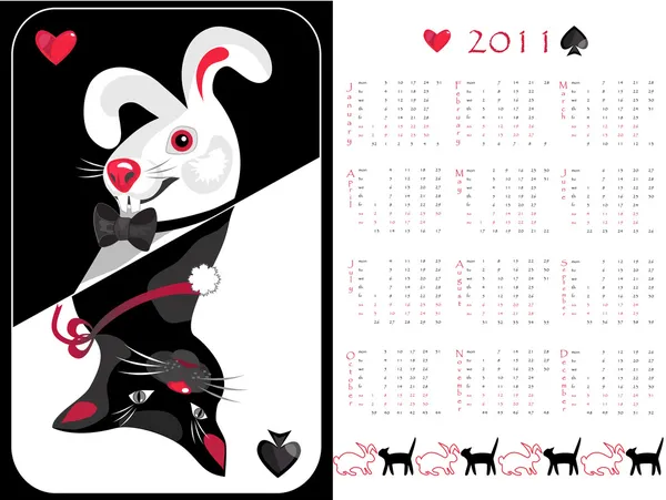 ' double-sided Kalender 2011 — Stockvector