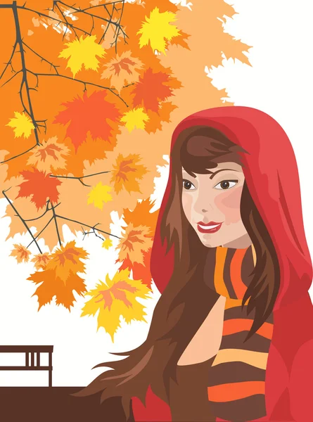 秋の少女 — ストックベクタ