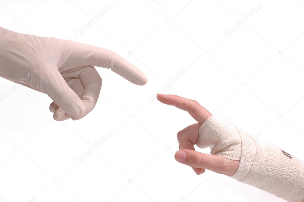 Hands of doctor and patient