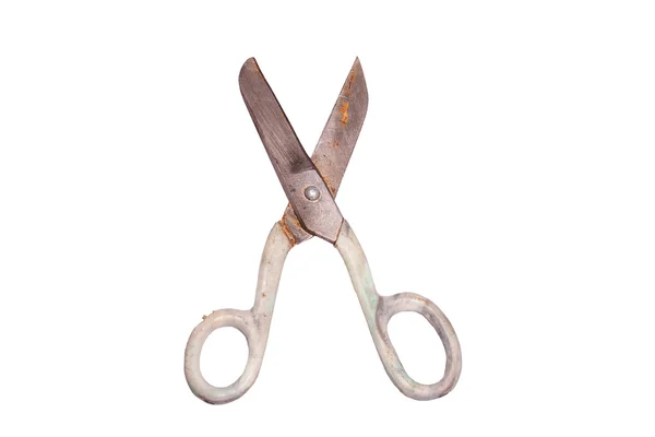 Old retro rusty scissors isolated — Stock Photo, Image