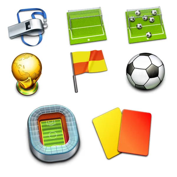 Iconos de fútbol en blanco —  Fotos de Stock