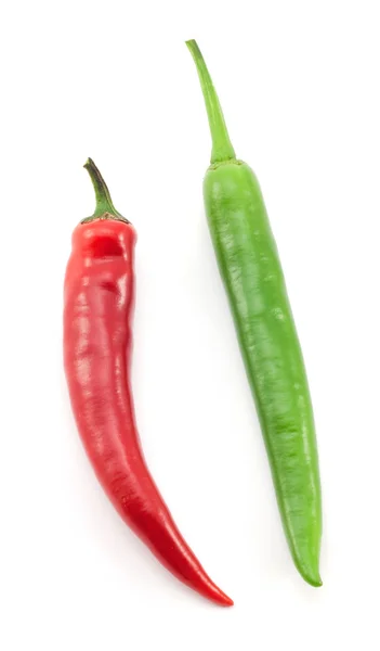Zöld és piros chili paprika — Stock Fotó
