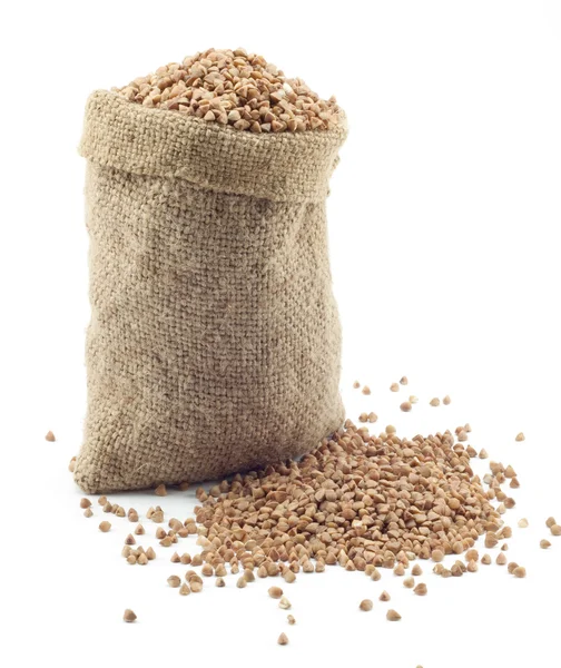 Um pequeno saco de trigo mourisco — Fotografia de Stock