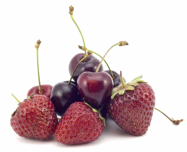 Cherries and strawberries — Stock Photo, Image