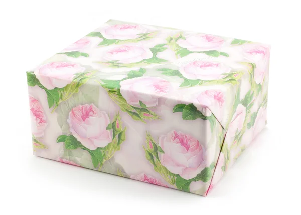 Dárková krabička s růží — Stock fotografie