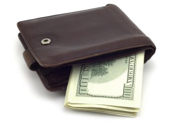 Wallet with hundred-dollar bills clipart