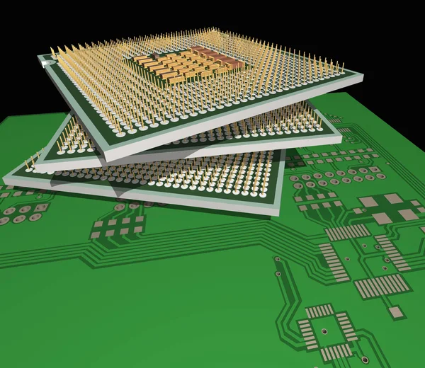 Processors on the PCB. — Stock Photo, Image
