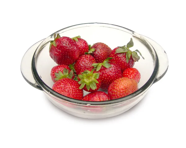 stock image Strawberries in a glass dish.