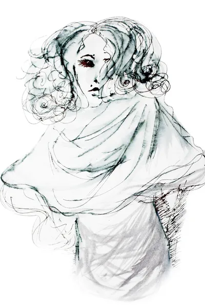 Иллюстрированная элегантная женщина — стоковое фото
