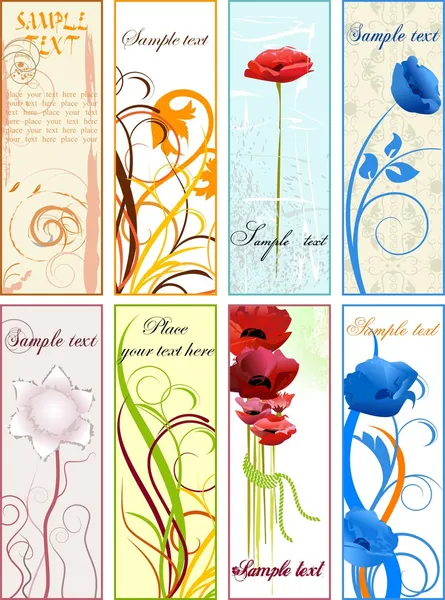 Signets floraux verticaux ou bannières — Image vectorielle
