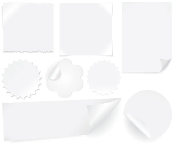 Etiquetas de papel blanco — Vector de stock