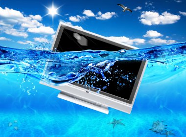 TV in sea clipart