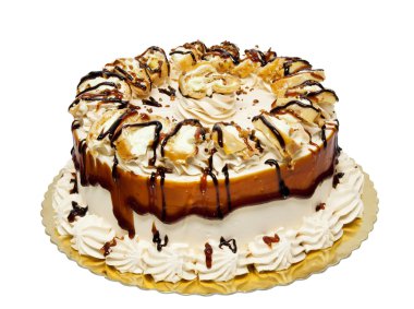 Cream cake with caramel and banana clipart