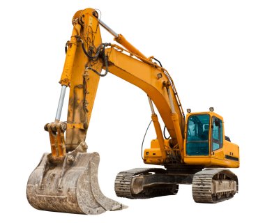 Yellow Excavator isolated on white clipart