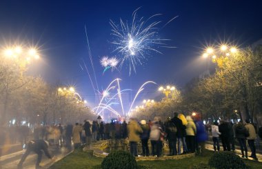 New Years Eve Fireworks Bucharest Romania clipart