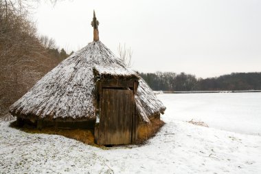 Geleneksel kil kulübe Danube Delta Romanya