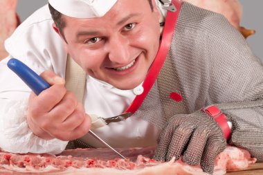 Butcher At His Workplace clipart