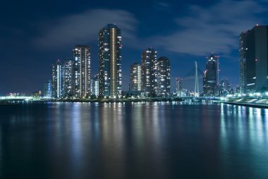 Modern Tokyo at night clipart