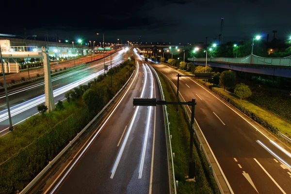 Nachtautobahn — Stockfoto